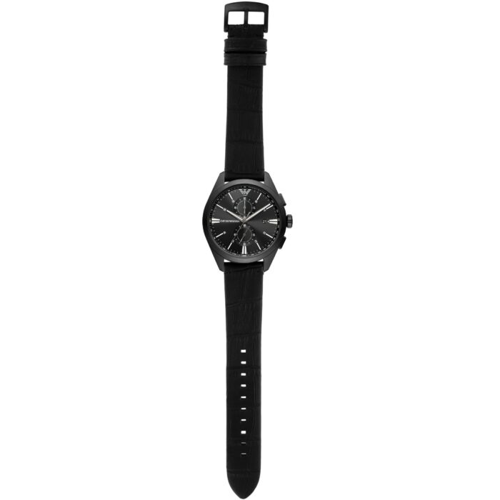 Emporio Armani Claudio Chronograph Black Dial Black Leather Strap Watch For Men - AR11483 - Image 4